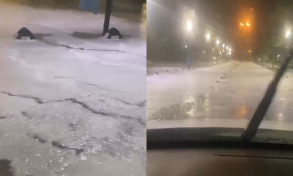 Çeşme dolu yağışı ile beyaza büründü!